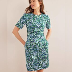 Boden Blue and Green Floral Sheath Dress NWT size 10 Long 10L